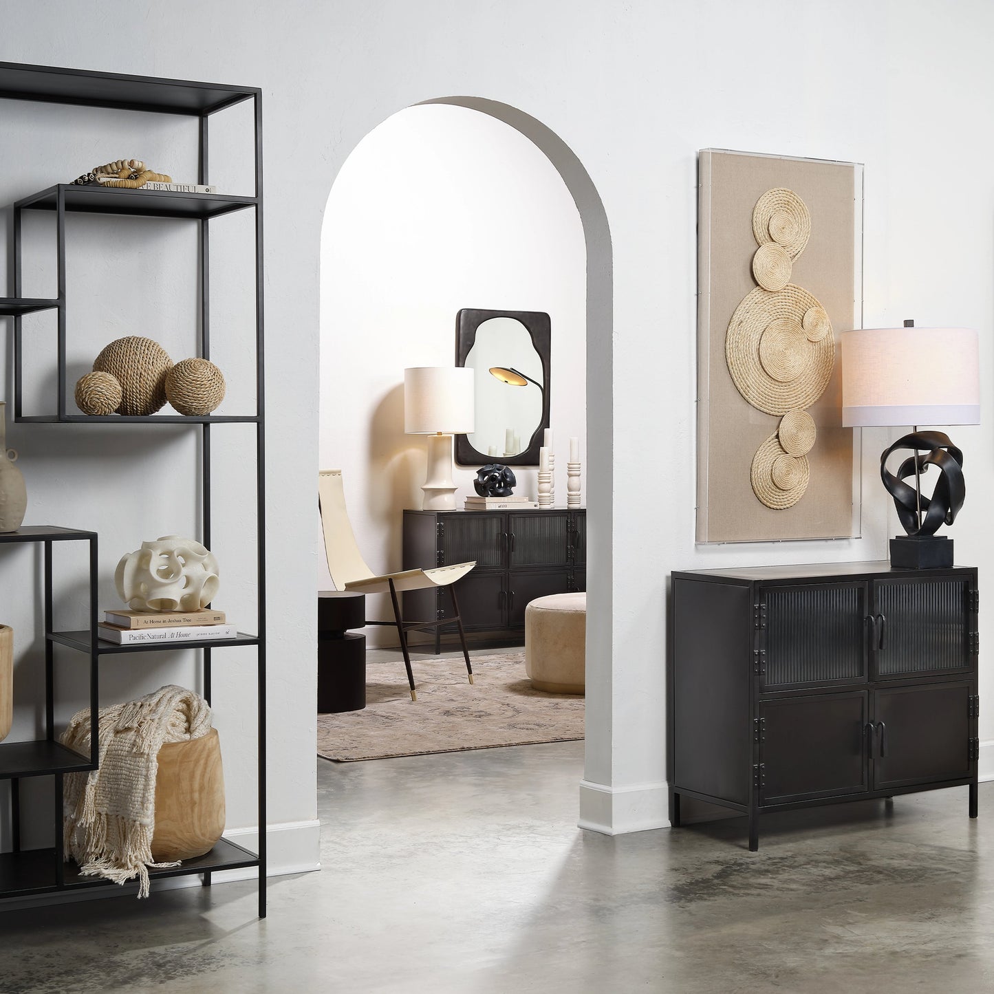 011 SI-1961340 | Lifestyle | Vitrino Side Table by Jamie Young in black. Made from iron & glass in a modern style.