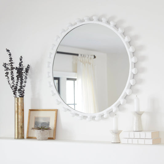 Sanya Mirror by Regina Andrew in white. Made from aluminum in a modern style.