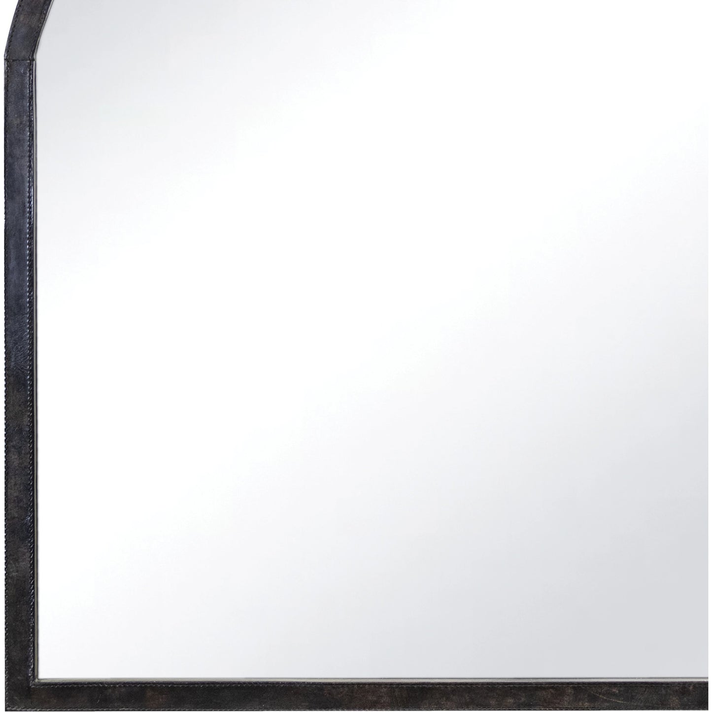 003 SI-2002258 | Closeup | Knox Leather Mantle Mirror by Regina Andrew in black. Made from leather in a modern style.