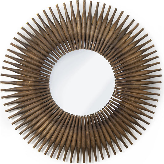 Rolling Pin Mirror by Regina Andrew in brown. Made from wood in a modern style.