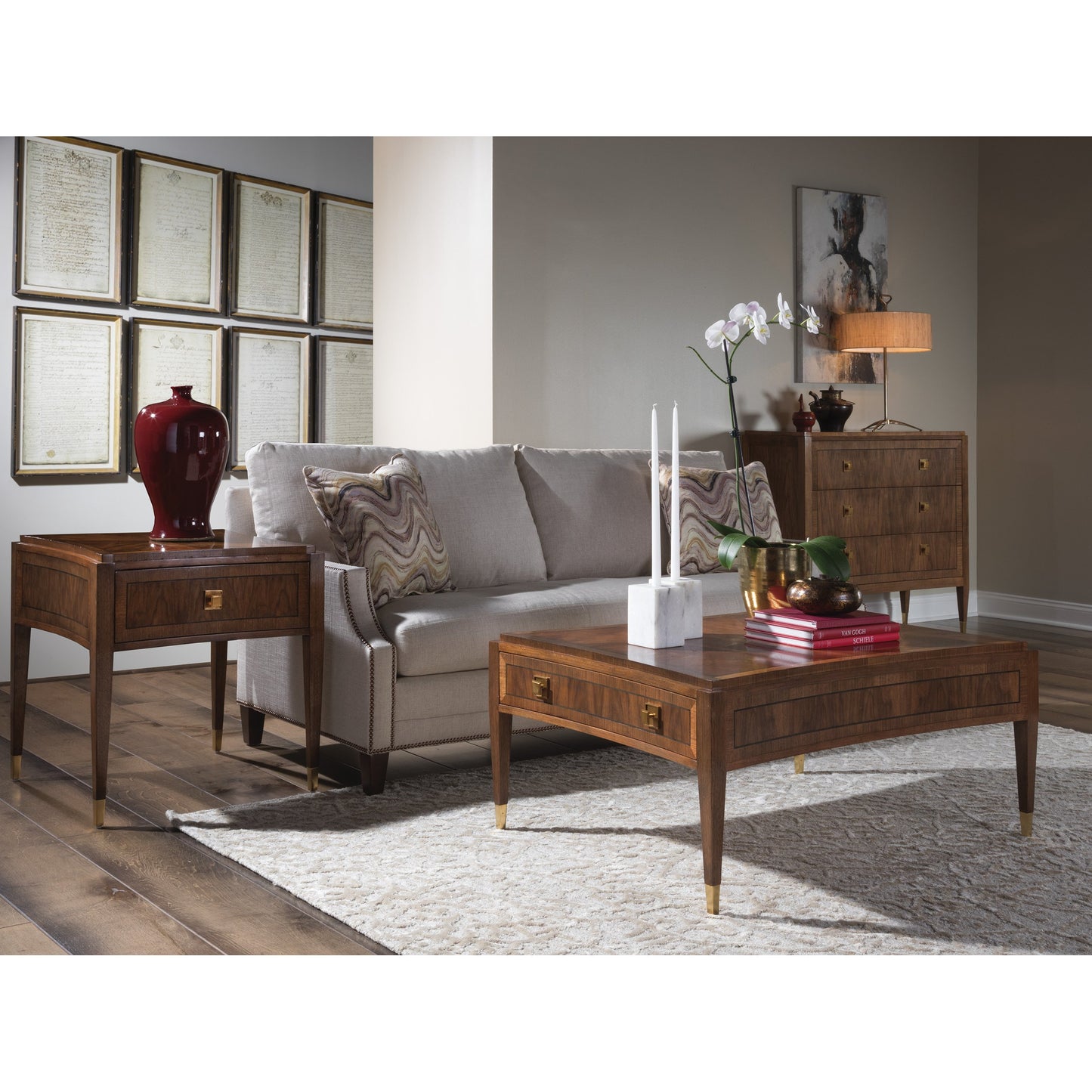 005 SR-834257 | Lifestyle | Chiavari Hall Chest by Artistica Home in bleached walnut. Made from unique in a transitional style.
