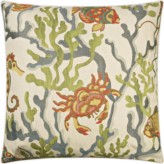 Crab Walk Pillow by DV Kap Home in multi. Made from 59% rayon, 41% polyester in a coastal style.