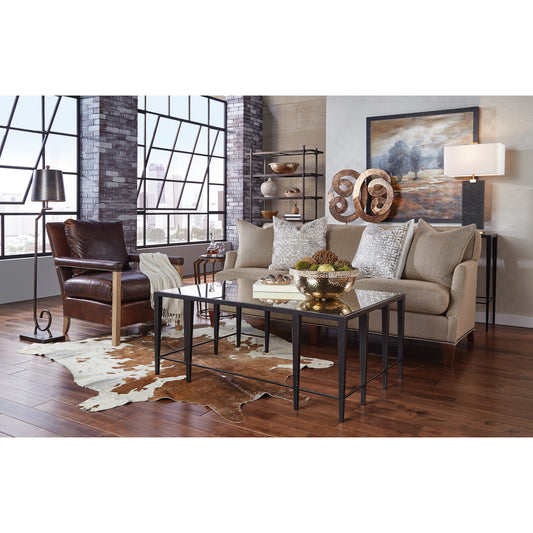 Stonehenge Lamp by Wildwood in natural black, antique brass. Made from stone in a transitional style.