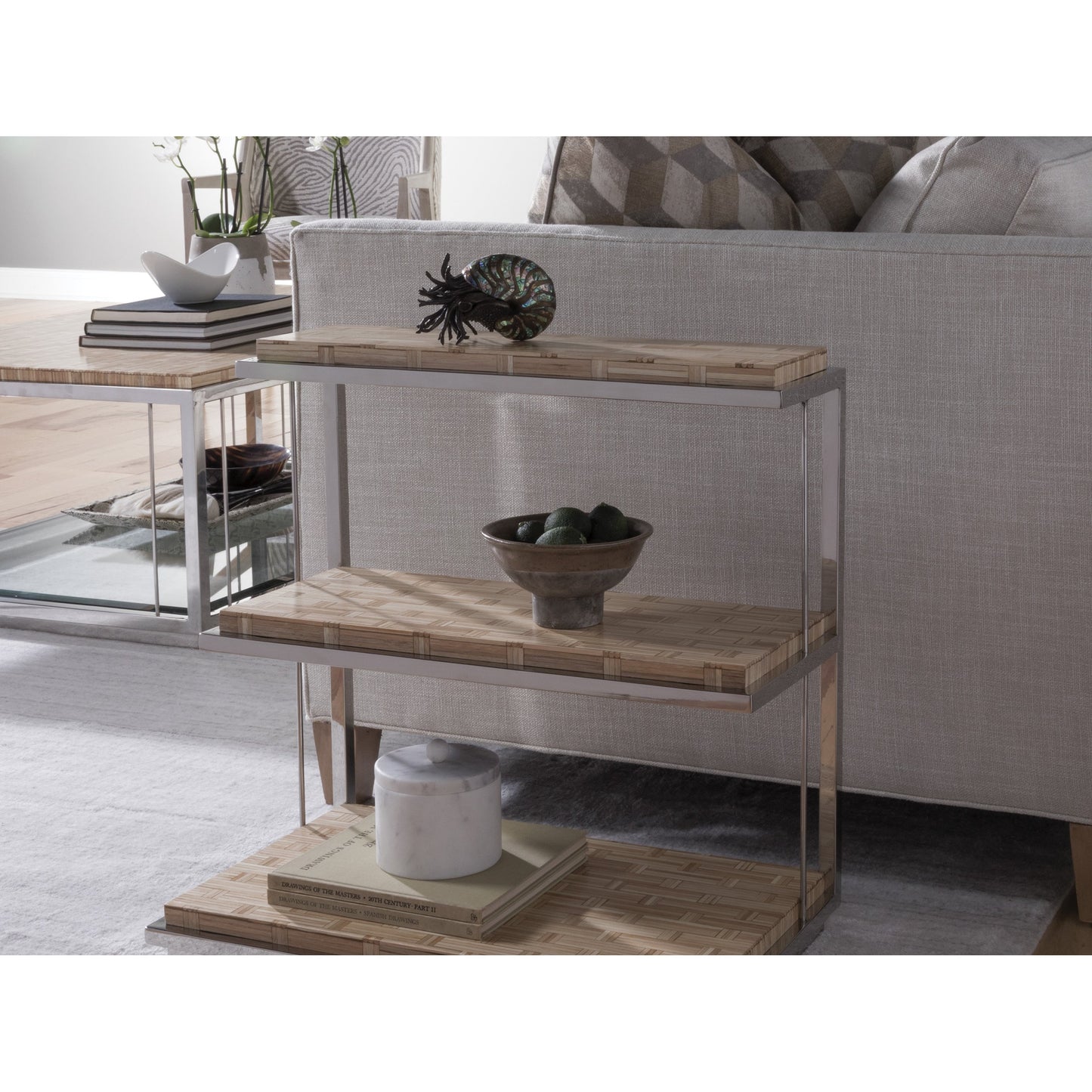 003 SR-834675 | Lifestyle | Thatch Three Tier Spot Table by Artistica Home. Made from unique in a modern style.