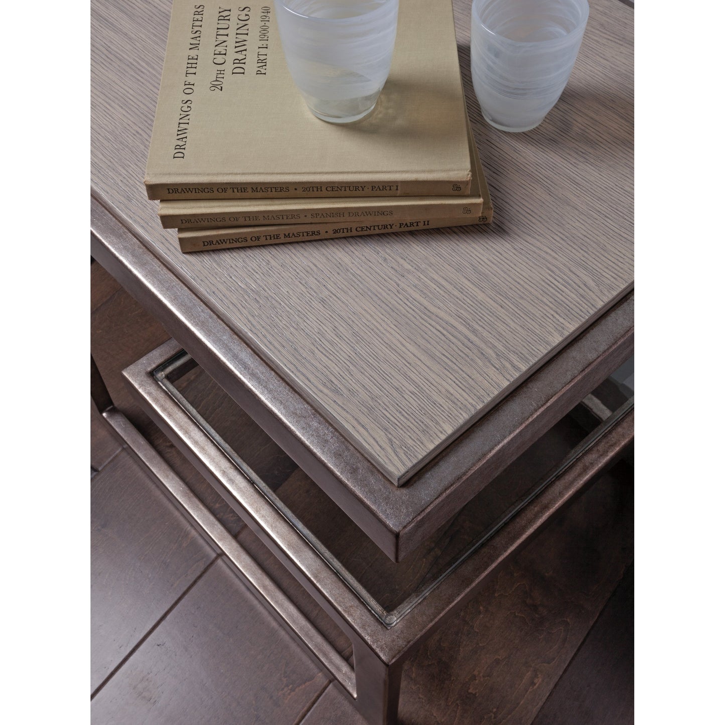 003 SR-834624 | Lifestyle | Soiree Rectangular End Table by Artistica Home in light gray. Made from unique in a modern style.
