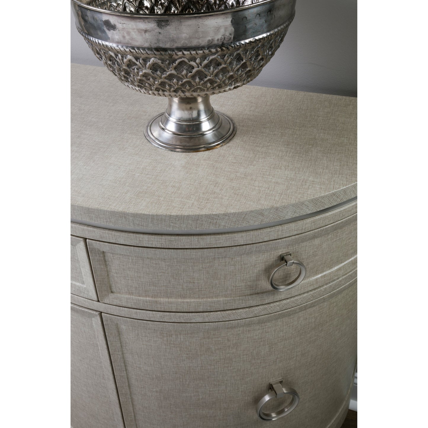 002 SR-834735 | Additional Silo | Zeitgeist Linen Demilune Chest by Artistica Home in gray. Made from unique in a traditional style.