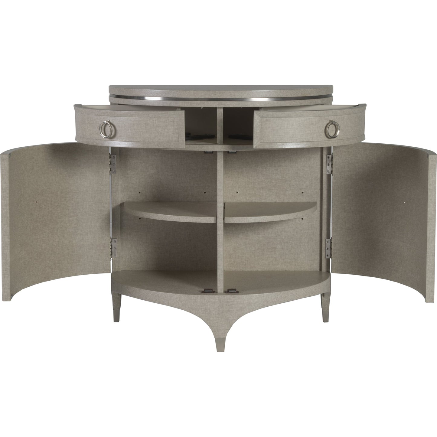 003 SR-834735 | Additional Silo | Zeitgeist Linen Demilune Chest by Artistica Home in gray. Made from unique in a traditional style.