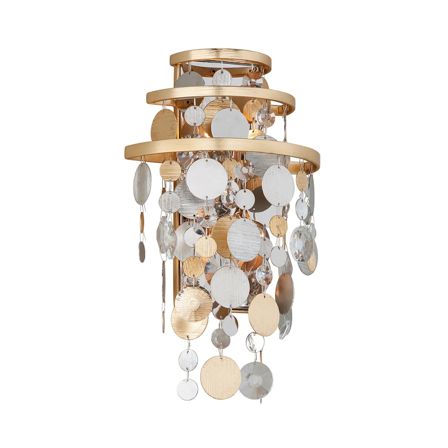 002 S-309114 | Additional Silo | Ambrosia Wall Sconce by Corbett in gold silver leaf, stainless. Made from hand-crafted iron in a modern style.