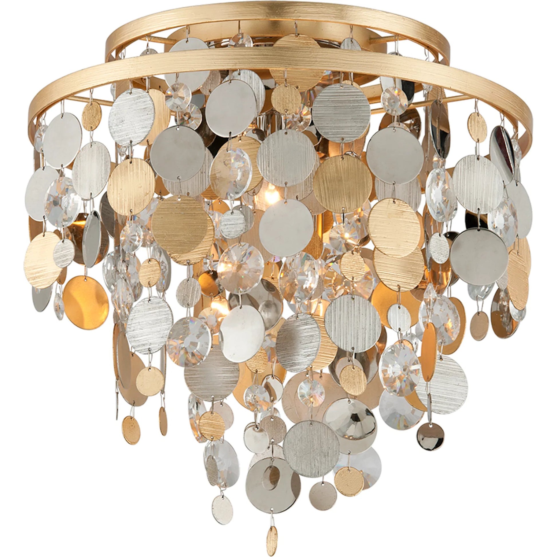 Ambrosia Flush Mount by Corbett in silver, gold leaf. Made from hand crafted iron in a eclectic & global style.