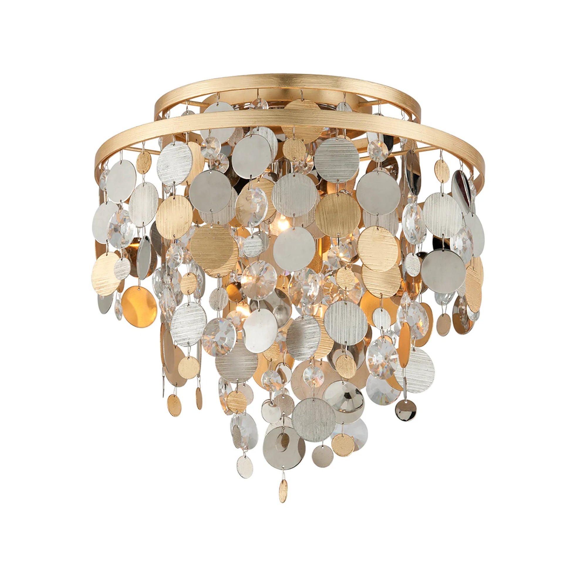 Ambrosia Flush Mount by Corbett in silver, gold leaf. Made from hand crafted iron in a eclectic & global style.