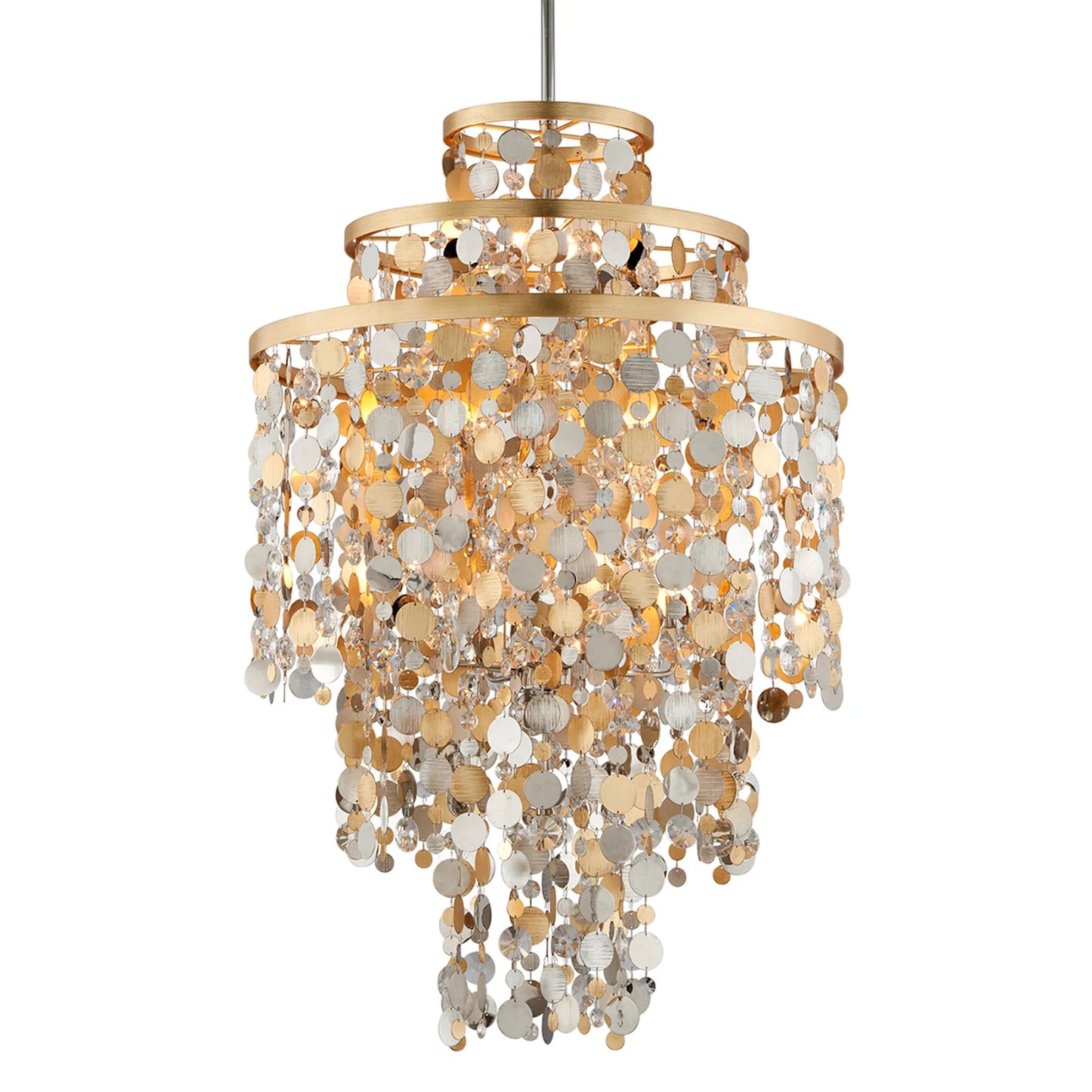 004 S-309118 | Additional Silo | Ambrosia Pendant by Corbett in gold silver leaf, stainless. Made from hand crafted iron in a modern style.
