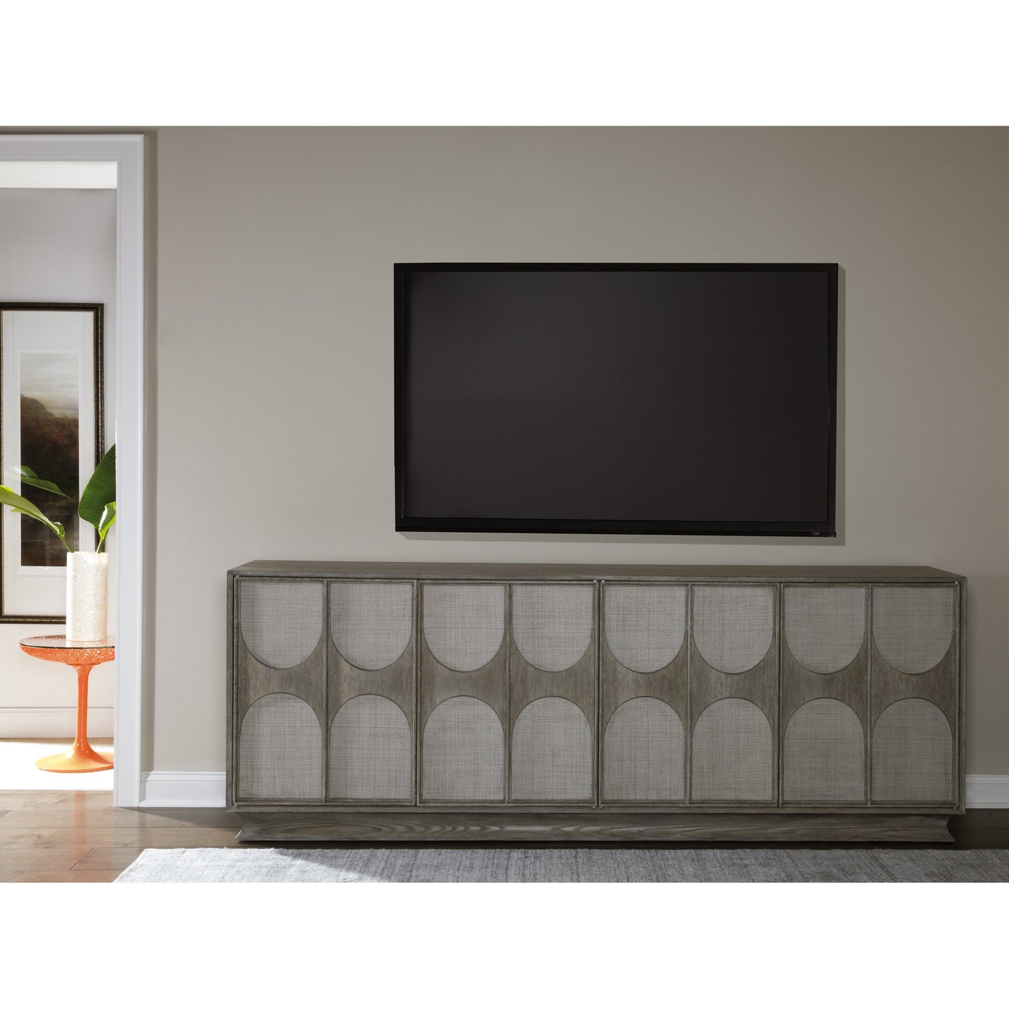 005 SR-834490 | Lifestyle | Monstuart Media Console by Artistica Home in warm gray. Made from unique in a modern style.