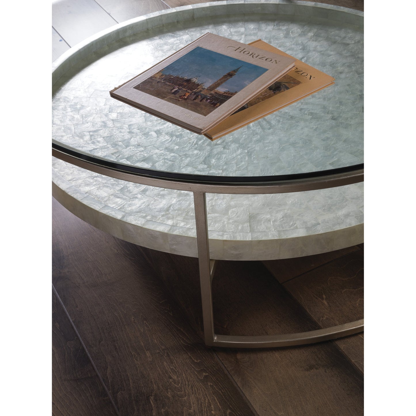 002 SR-834296 | Additional Silo | Cumulus Capiz Cocktail Table by Artistica Home in champagne. Made from unique in a modern style.