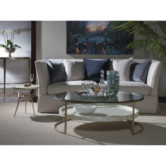 Cumulus Capiz Round Cocktail Table by Artistica Home in champagne. Made from unique in a modern style.