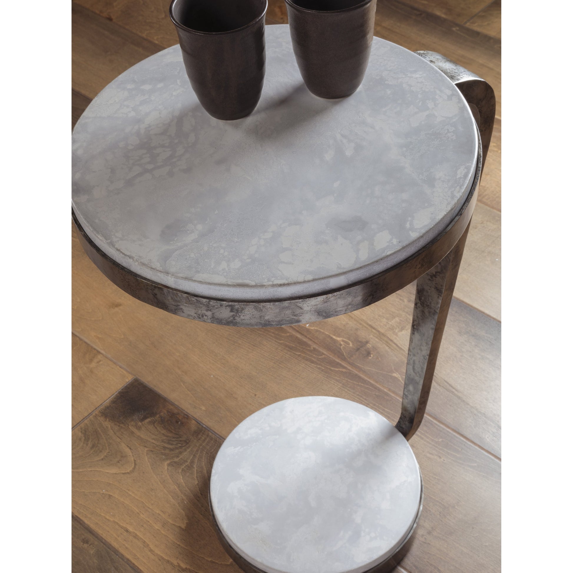 Otto Round Spot Table by Artistica Home in antique polished. Made from unique in a modern style.