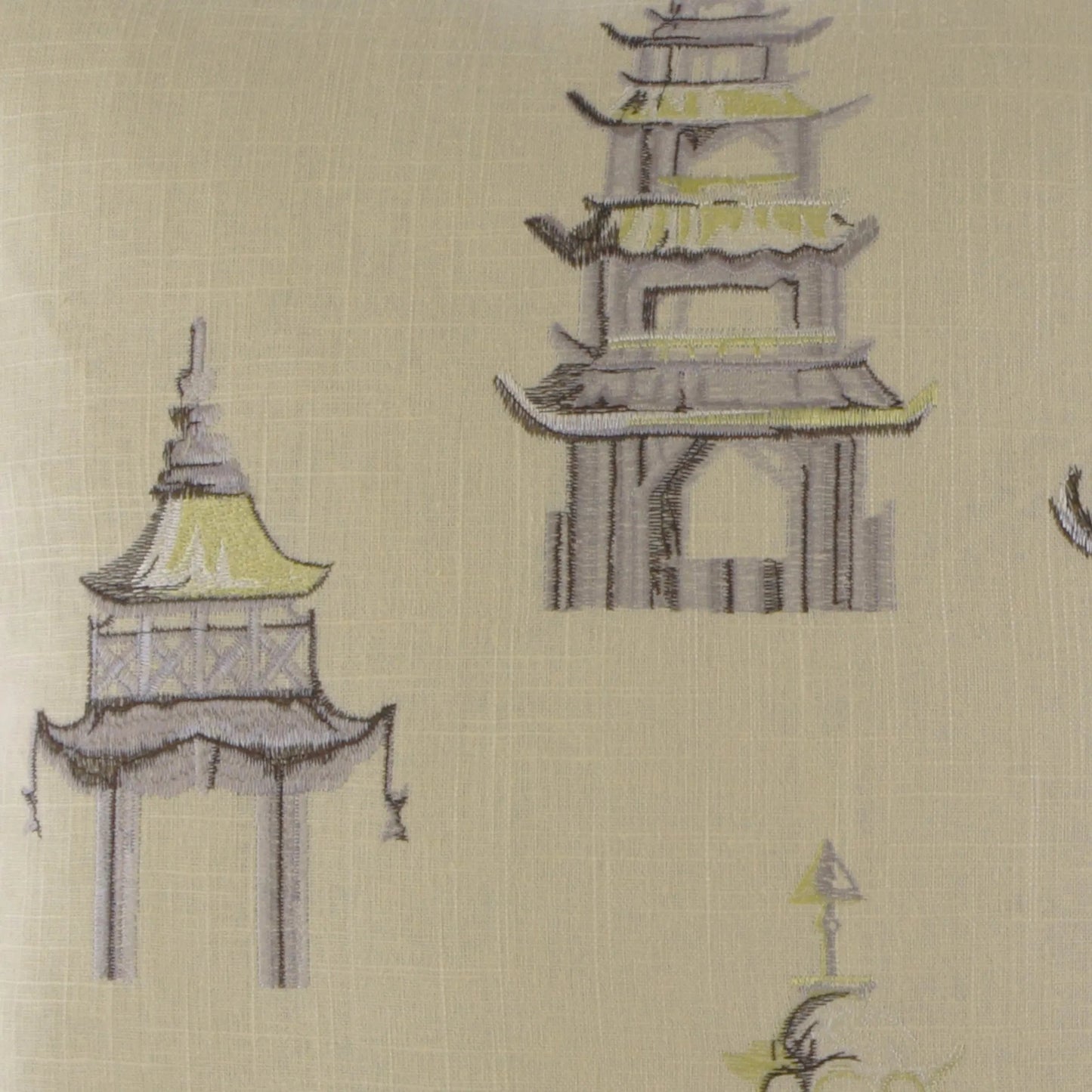 002 SI-2381910 | Closeup | Palacio Pillow by DV Kap Home in chartreuse. tan, taupe. Made from unique in a traditional style.