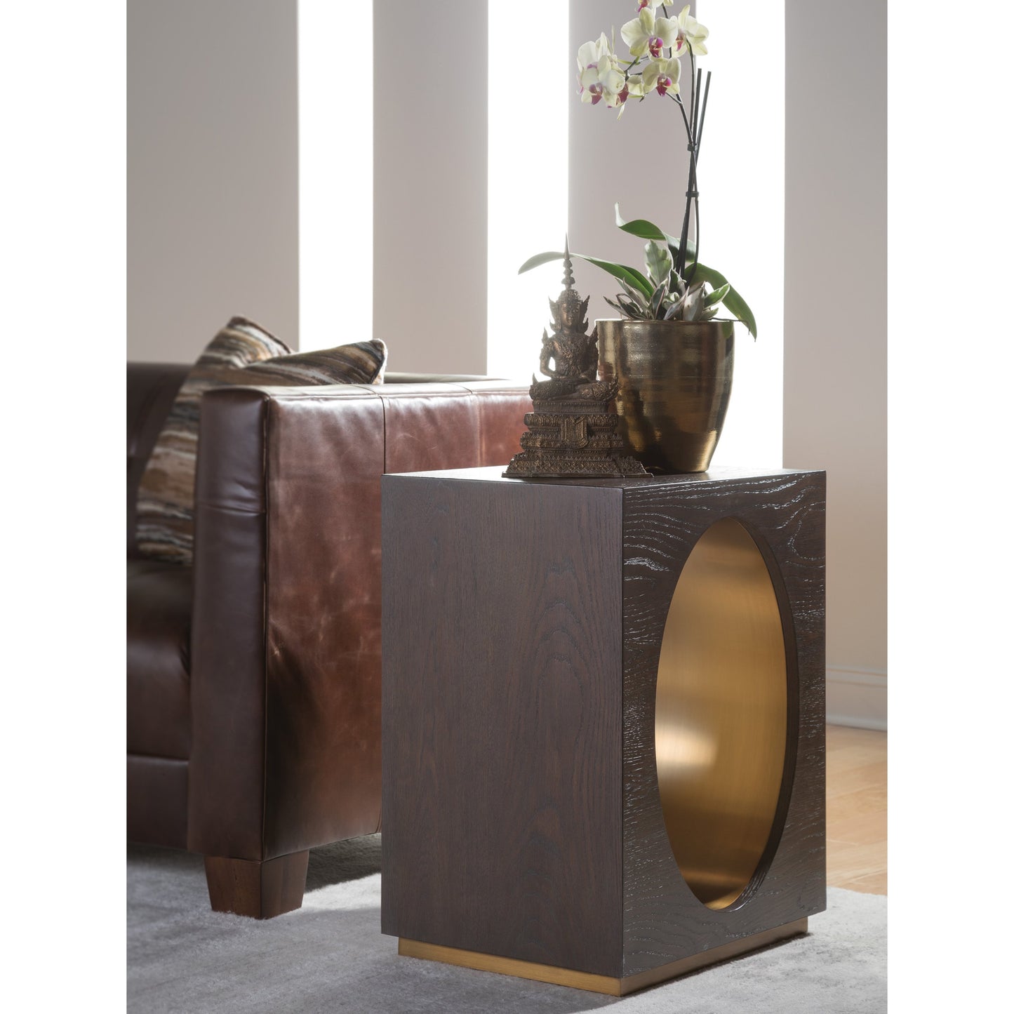 004 SR-834714 | Lifestyle | Verbatim Rectangular End Table by Artistica Home in rich brown cerused. Made from unique in a modern style.