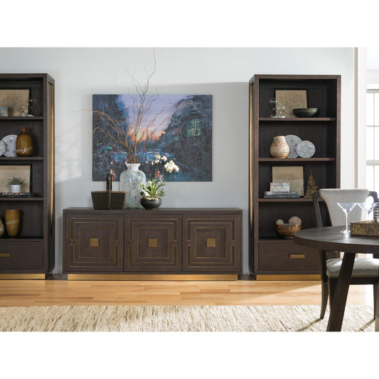 Verbatim 3 Doors Media Console by Artistica Home in rich brown cerused. Made from unique in a transitional style.