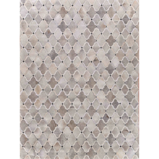 001 SI-2383693 | Primary Silo | Natural Hide 2176 Rug by Exquisite Rugs in silver, ivory, dark gray. Made from leather hide in a unique style.