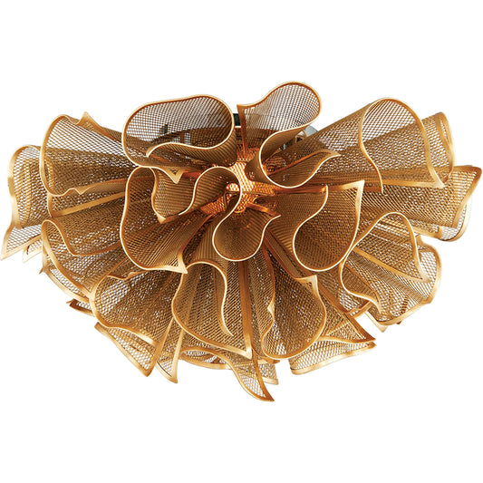 Pulse Ceiling Semi-Flush by Corbett in gold leaf. Made from hand crafted iron in a modern style.