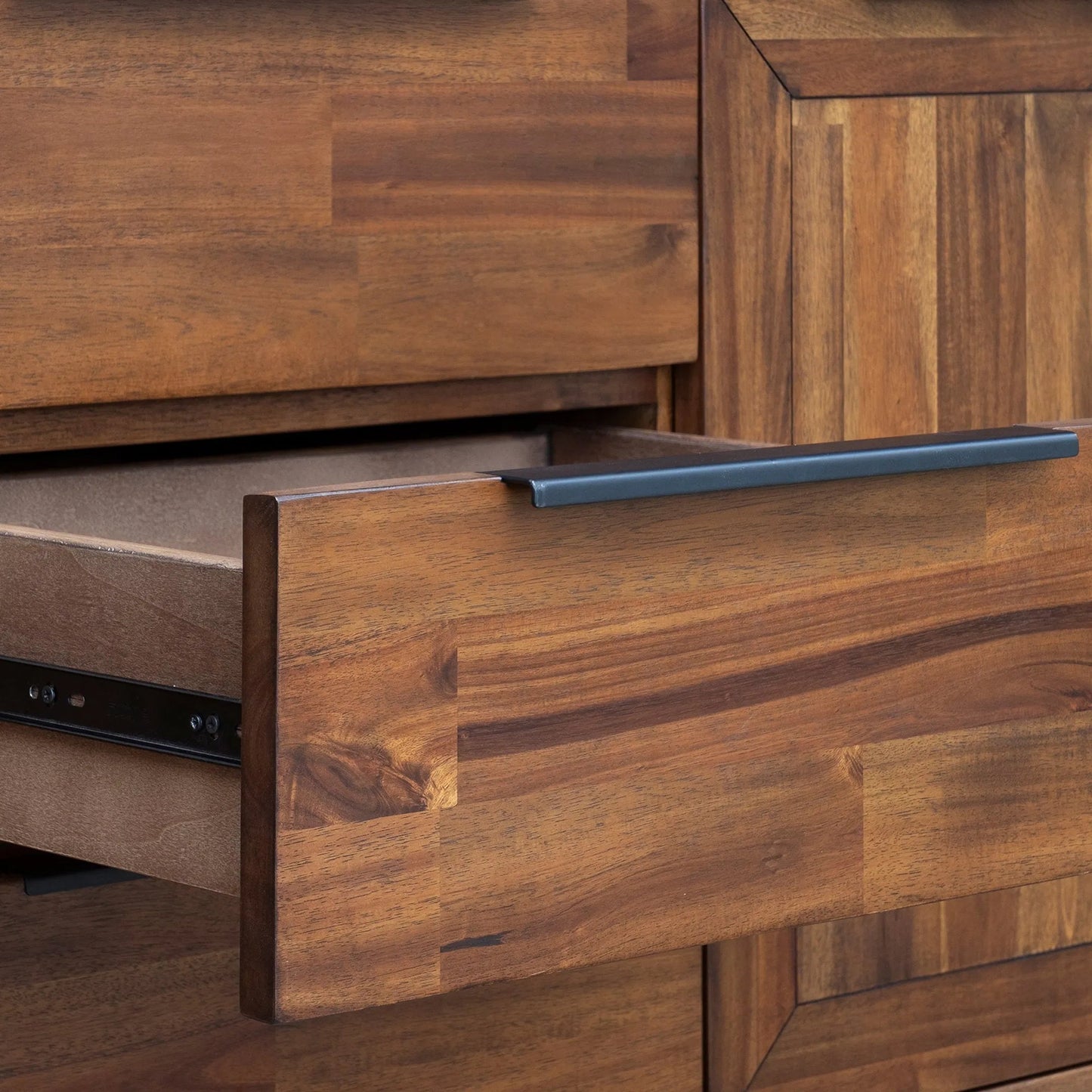 022 SI-2004401 | Unknown | Remix Sideboard by LH Imports in brown and brown, black. Made from metal handle, solid acacia, mdf acacia veneer in a modern style.