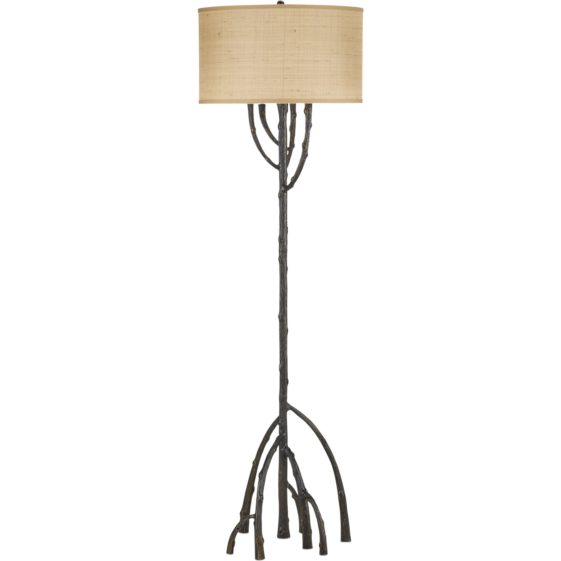 Mangrove Floor Lamp by Currey and Company in bronze. Made from cast aluminum in a cottage & farmhouse style.