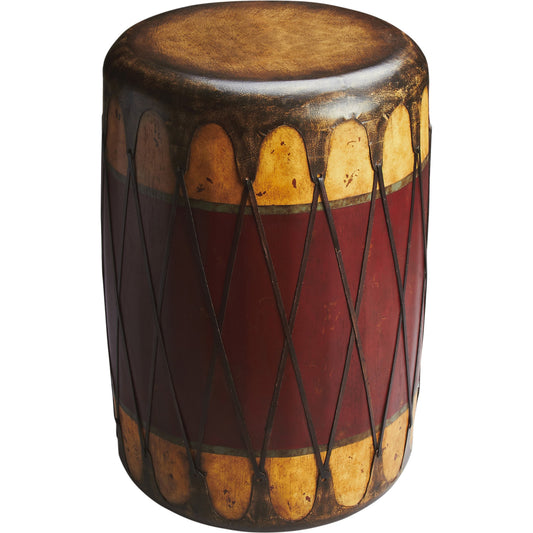 001 O-BUTLER-2199120 | Primary Silo | Navajo Drum Table by Butler Specialty Company in multi-color and mountain lodge. Made from gemelina wood solids, fiberglass, leather in a eclectic & global style.