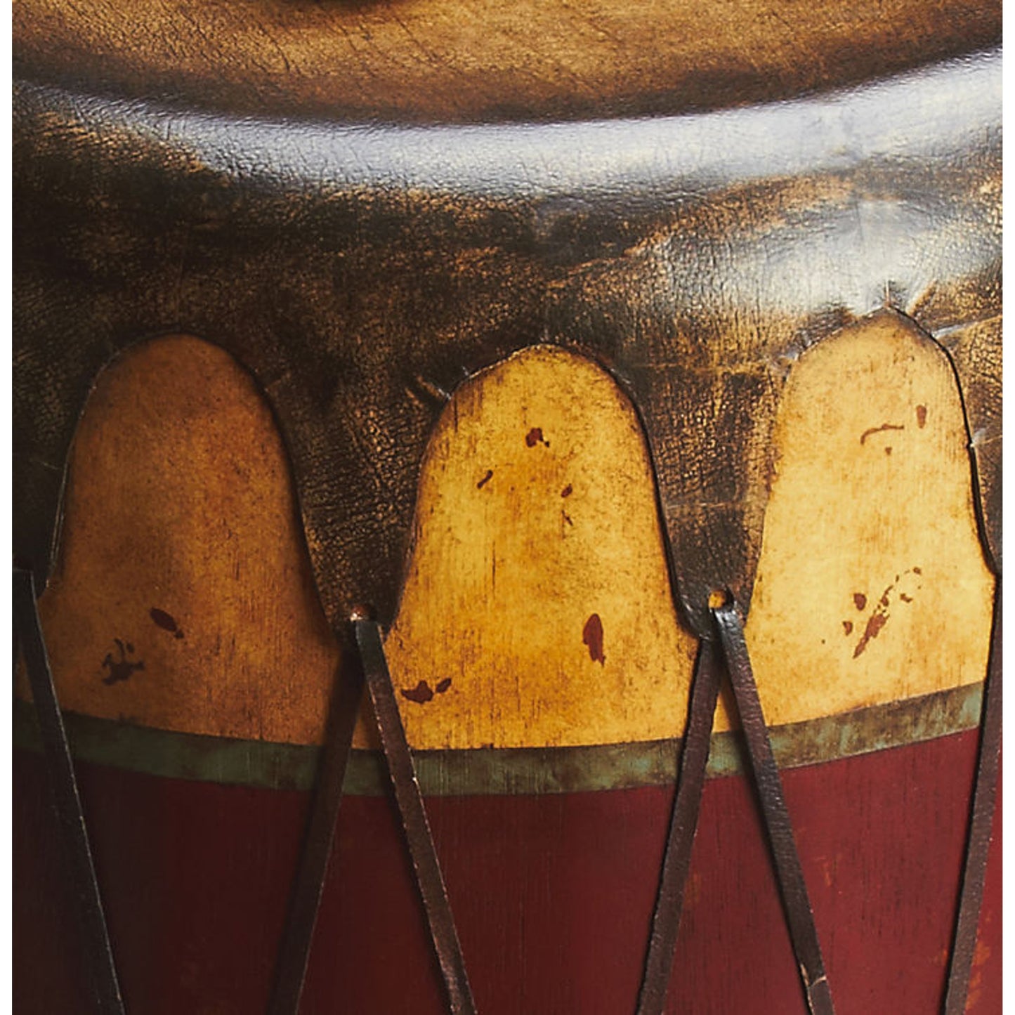 004 O-BUTLER-2199120 | Additional Silo | Navajo Drum Table by Butler Specialty Company in multi-color and mountain lodge. Made from gemelina wood solids, fiberglass, leather in a eclectic & global style.