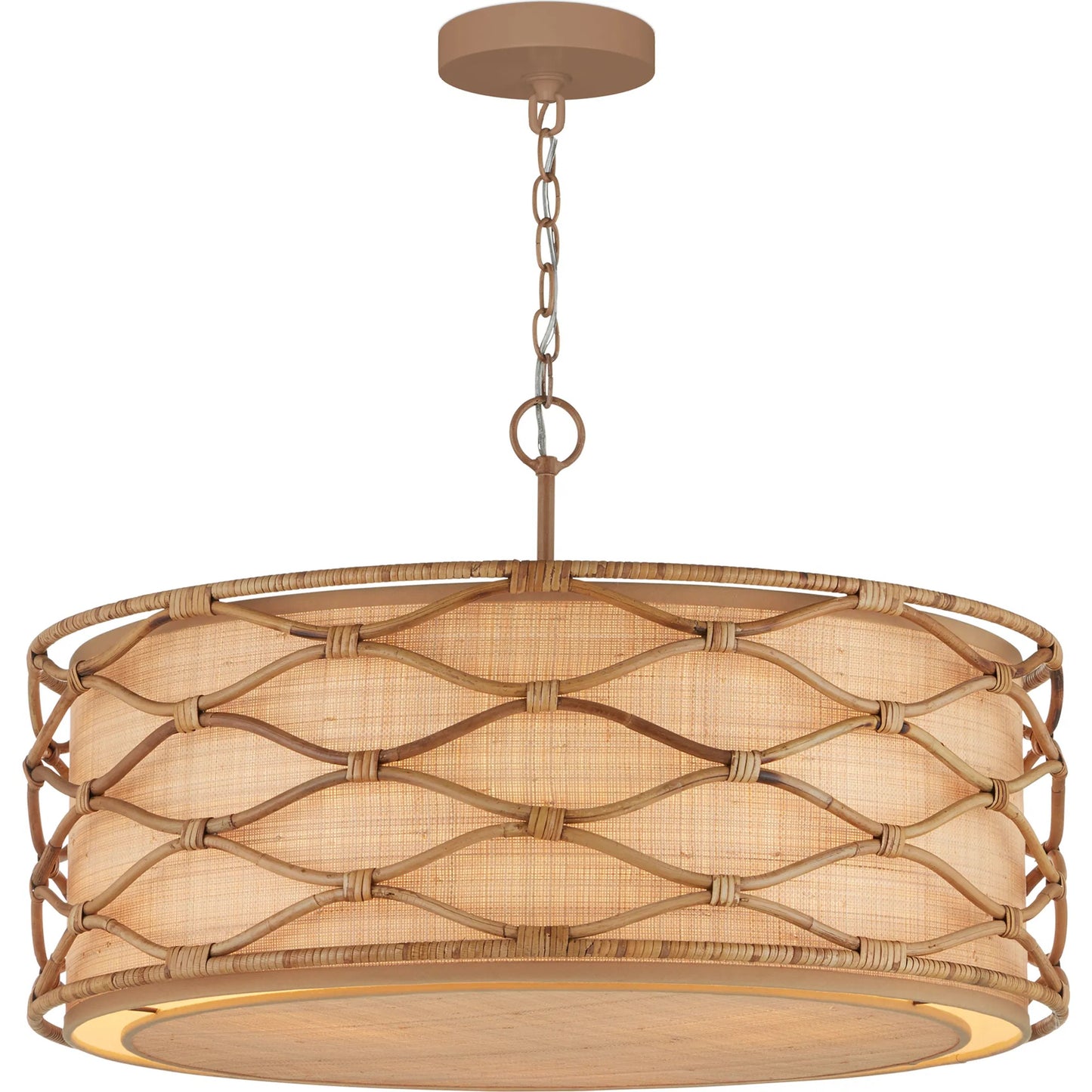005 SI-2191802 | Additional Silo | Partita Pendant by Currey and Company in saddle tan, natural. Made from wrought iron, rattan in a modern style.
