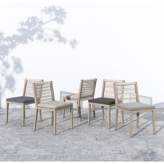 Sherwood Outdoor Dining Chair, Washed Brown by Four Hands in washed brown. Made from 100% olefin, solid fsc®-certified teak, 100% polypropylene in a cottage & farmhouse style.