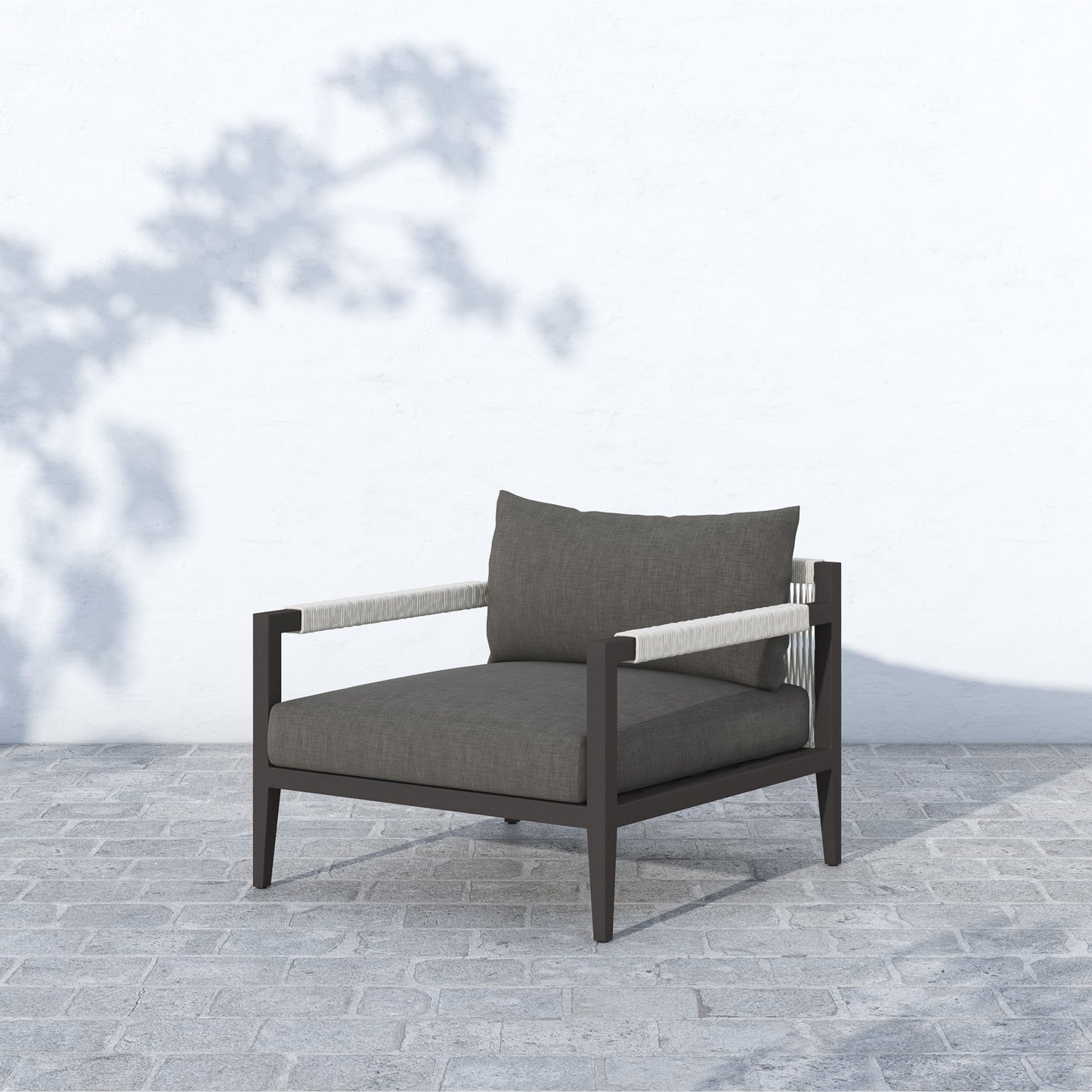 013 SI-1716712,SI-1716715 | Lifestyle | Sherwood Outdoor Chair, Bronze by Four Hands in bronze. Made from 100% olefin, aluminum, 100% polypropylene in a modern style.