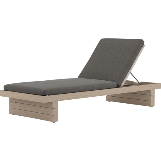 000 SI-1715915 | Primary Silo | Leroy Outdoor Chaise by Four Hands. Made from 100% olefin, solid fsc®-certified teak, 100% polypropylene in a coastal style.
