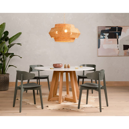 Creston Dining Table by Four Hands in honey oak, honey oak veneer, white marble and honey oak, white marble. Made from solid marble, oak veneer, solid oak in a coastal style.