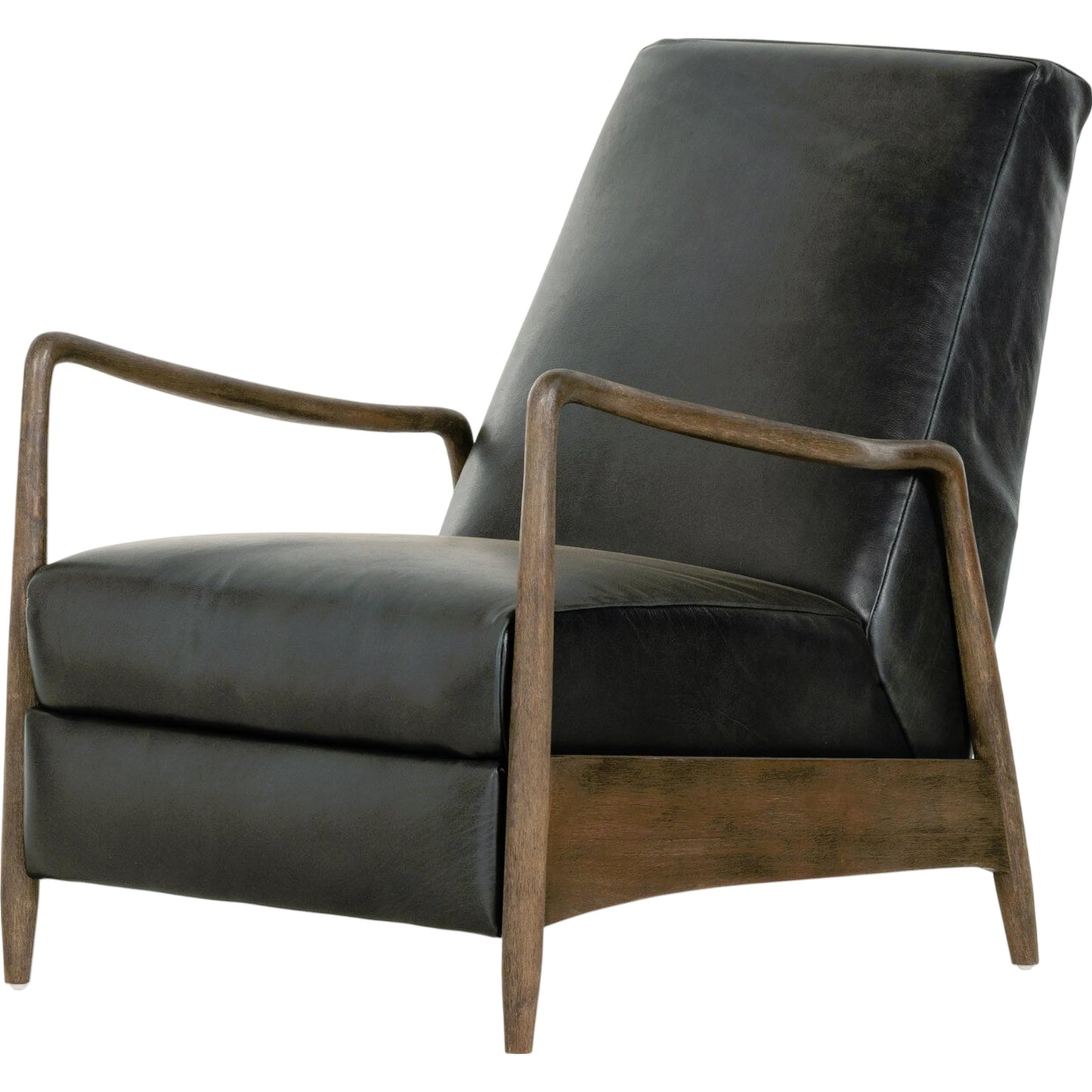 002 SI-1902132 | Primary Silo | Braden Recliner by Four Hands in dakota black, rubbed sienna brown. Made from top grain leather, solid parawood, 100% polyester in a modern style.