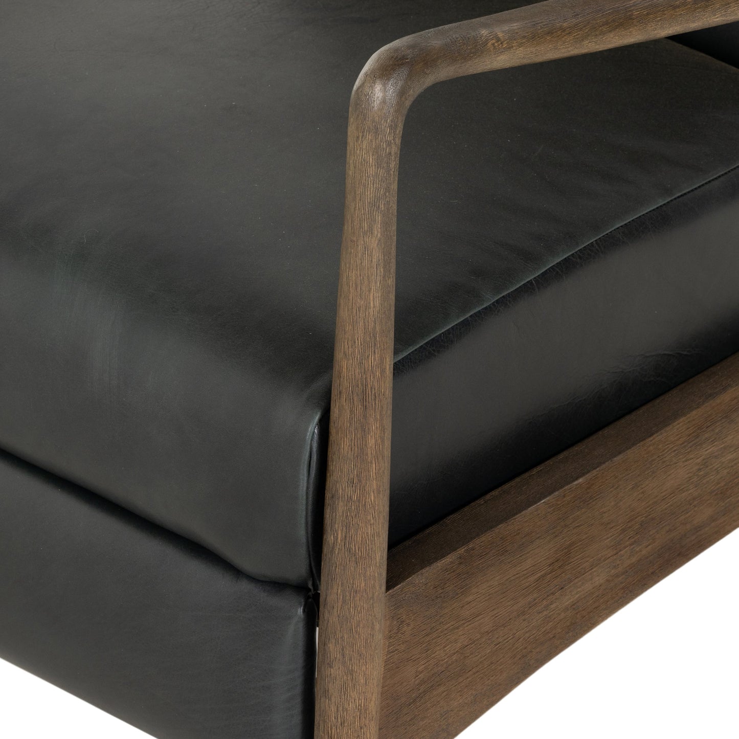 009 SI-1902132 | Additional Silo | Braden Recliner by Four Hands in dakota black, rubbed sienna brown. Made from top grain leather, solid parawood, 100% polyester in a modern style.