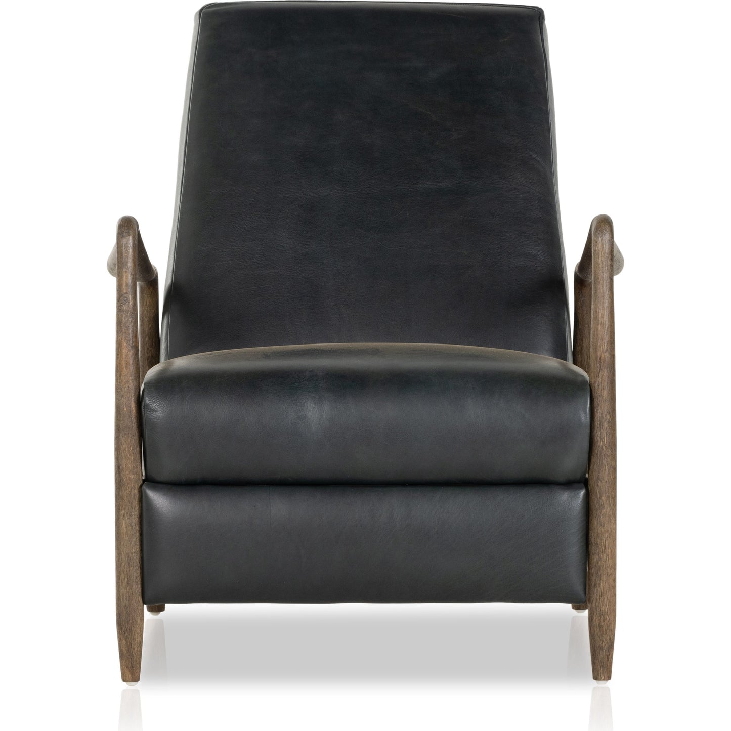 005 SI-1902132 | Additional Silo | Braden Recliner by Four Hands in dakota black, rubbed sienna brown. Made from top grain leather, solid parawood, 100% polyester in a modern style.