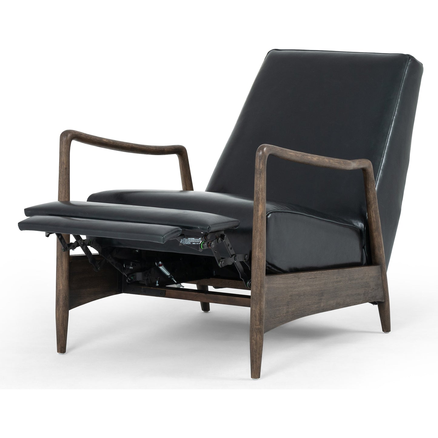 003 SI-1902132 | Additional Silo | Braden Recliner by Four Hands in dakota black, rubbed sienna brown. Made from top grain leather, solid parawood, 100% polyester in a modern style.