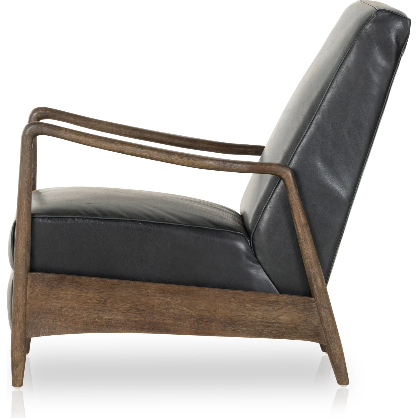 006 SI-1902132 | Additional Silo | Braden Recliner by Four Hands in dakota black, rubbed sienna brown. Made from top grain leather, solid parawood, 100% polyester in a modern style.
