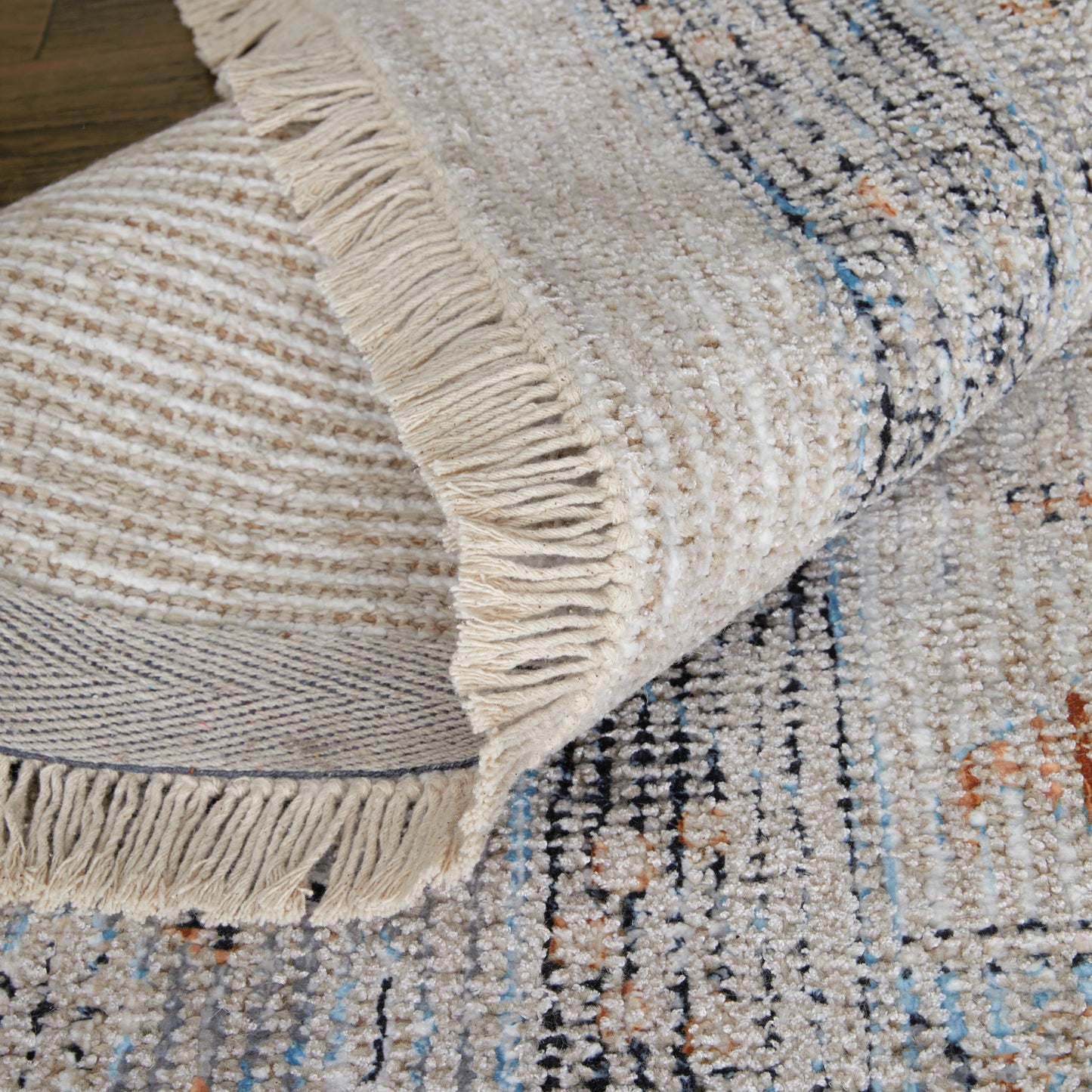 006 SI-2158723,SI-2158724,SI-2158725,SI-2158726,SI-2158727,SI-2158728 | Closeup | Caldwell Rug - 8798980F by Feizy in ivory, blue, orange. Made from wool, viscose in a unique style.