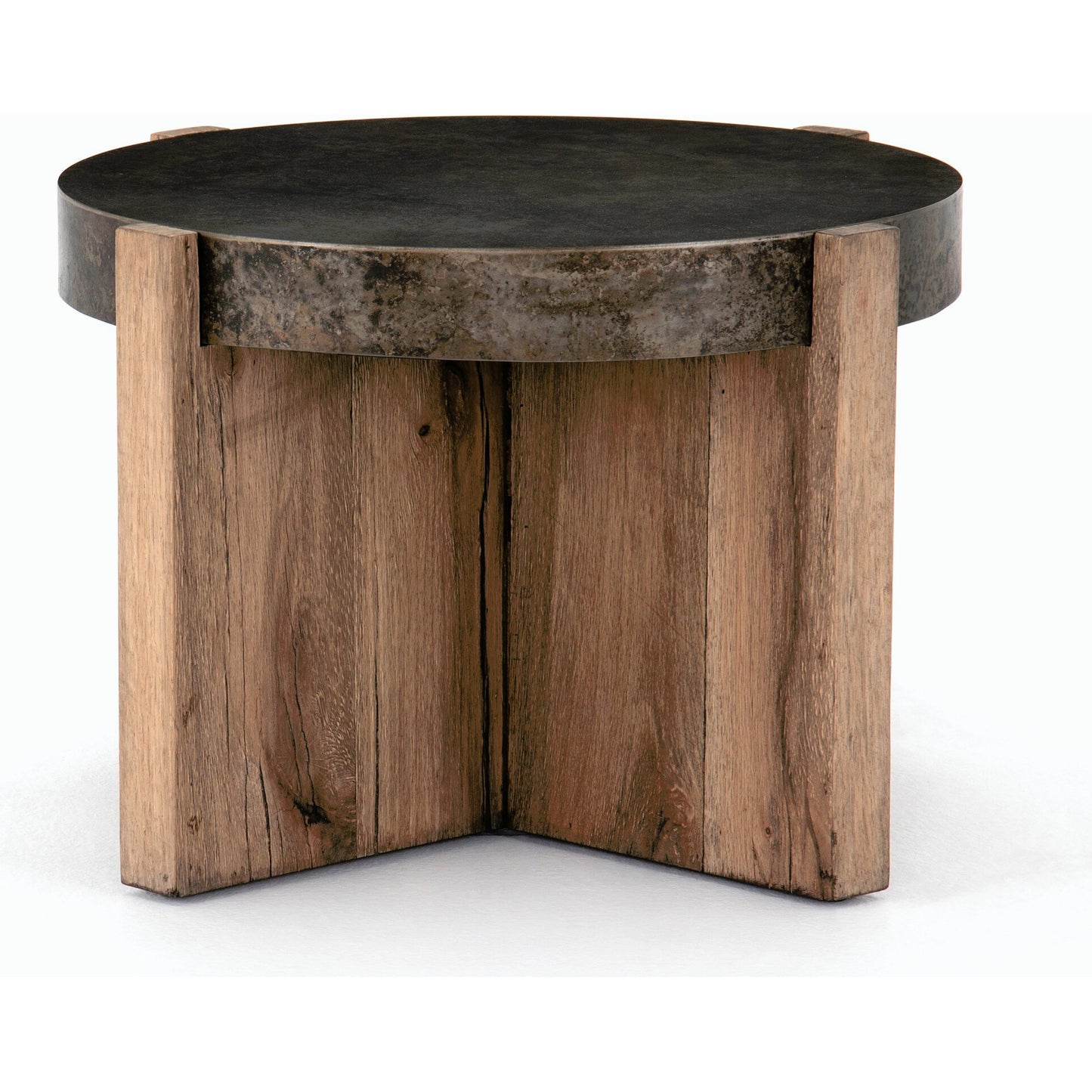 019 SI-1714454 | Additional Silo | Bingham End Table by Four Hands in rustic oak veneer, distressed iron and distressed iron. Made from thick oak veneer, engineered hardwood, iron in a rustic style.