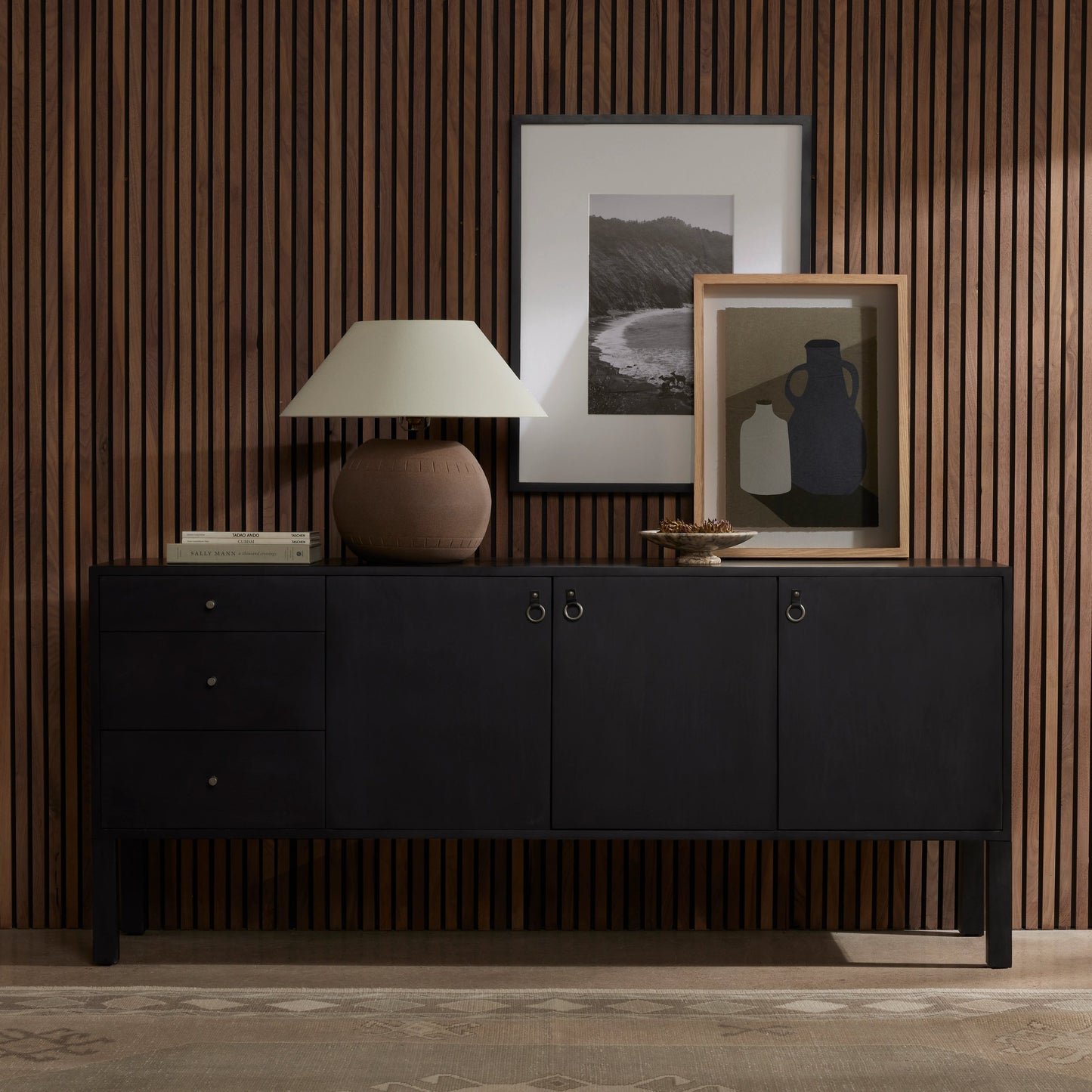 027 SI-1901156 | Lifestyle | Isador Sideboard by Four Hands. Made from solid poplar, top grain leather, iron in a modern style.