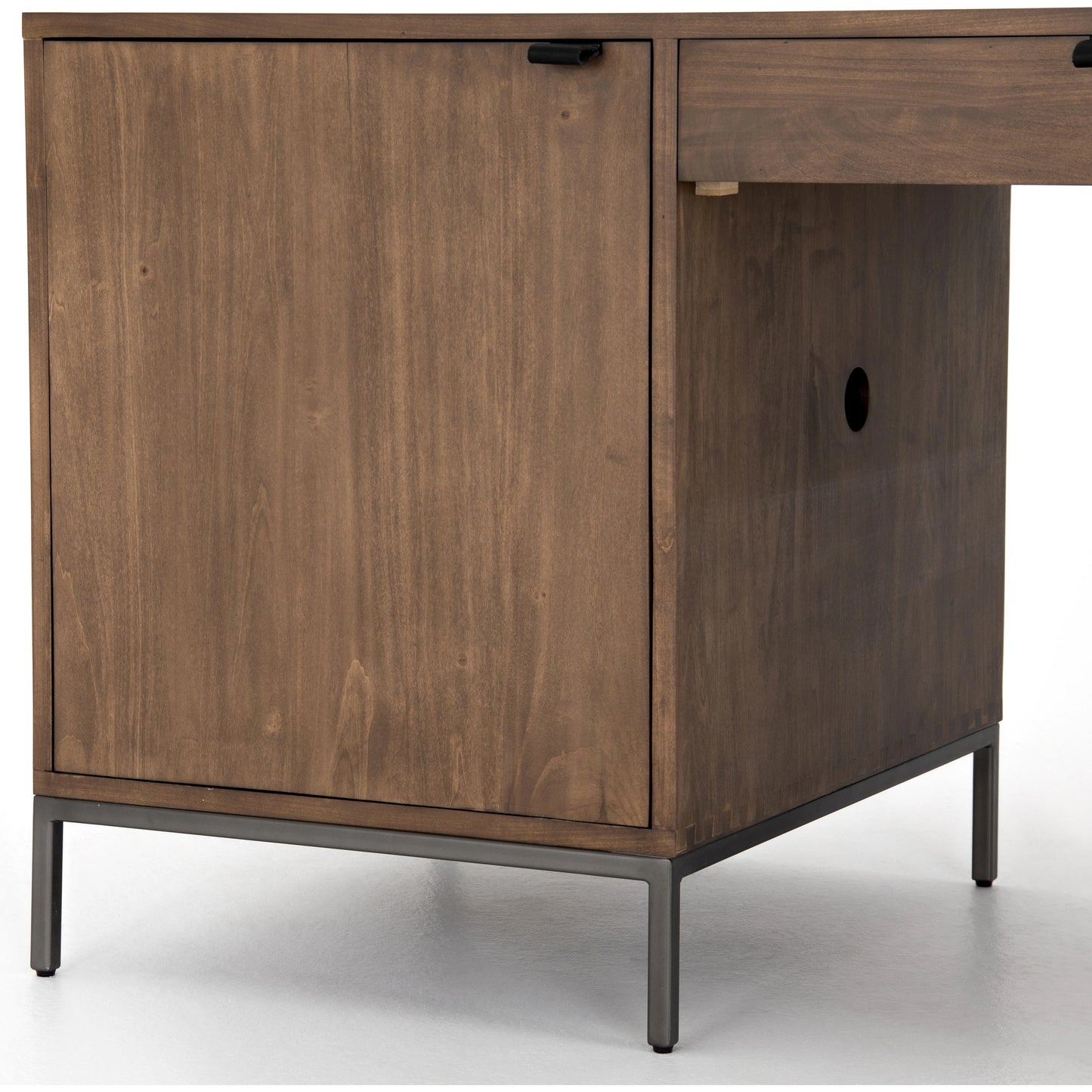 028 SI-1717033 | Additional Silo | Trey Executive Desk by Four Hands. Made from solid poplar, top grain leather, iron in a rustic style.