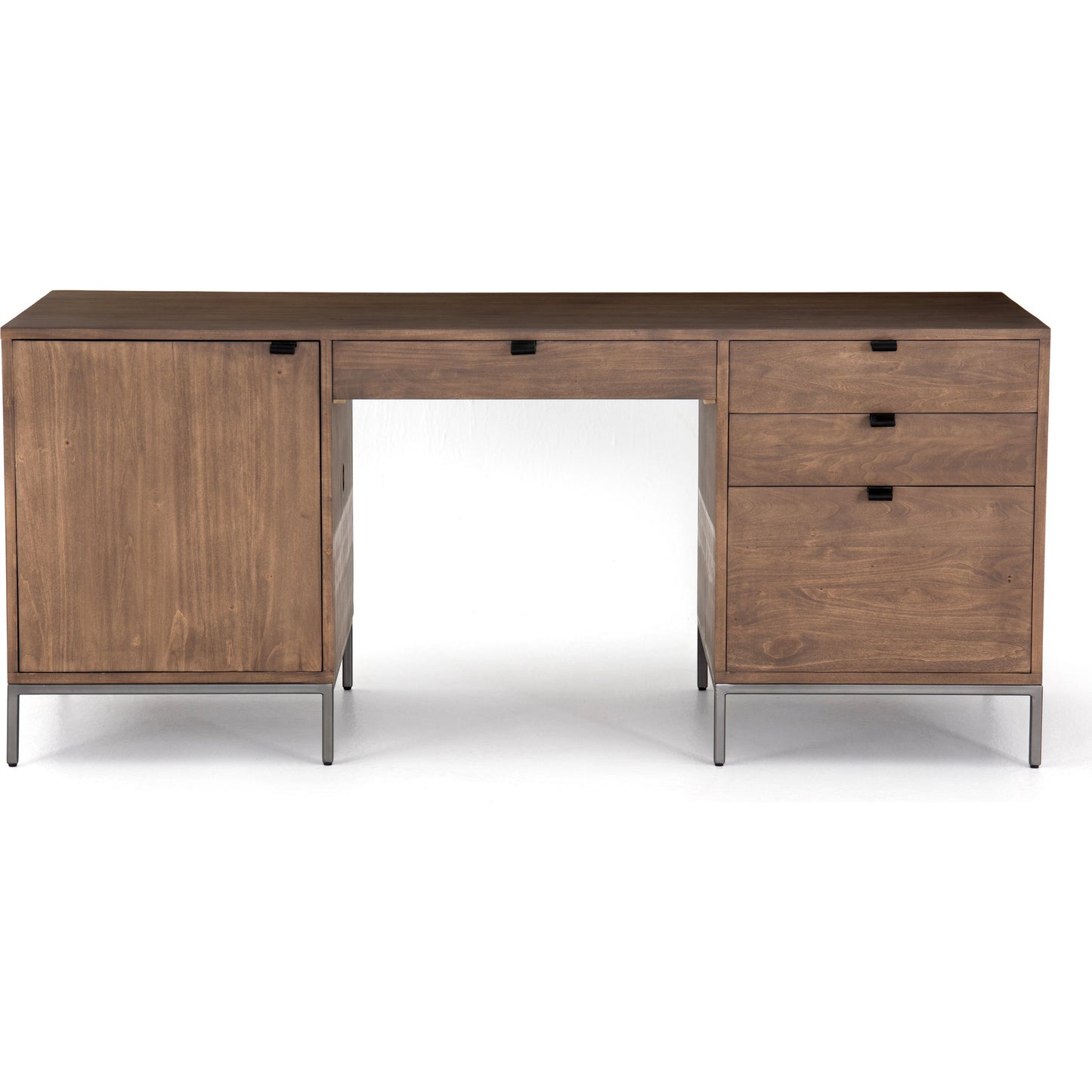 026 SI-1717033 | Additional Silo | Trey Executive Desk by Four Hands. Made from solid poplar, top grain leather, iron in a rustic style.