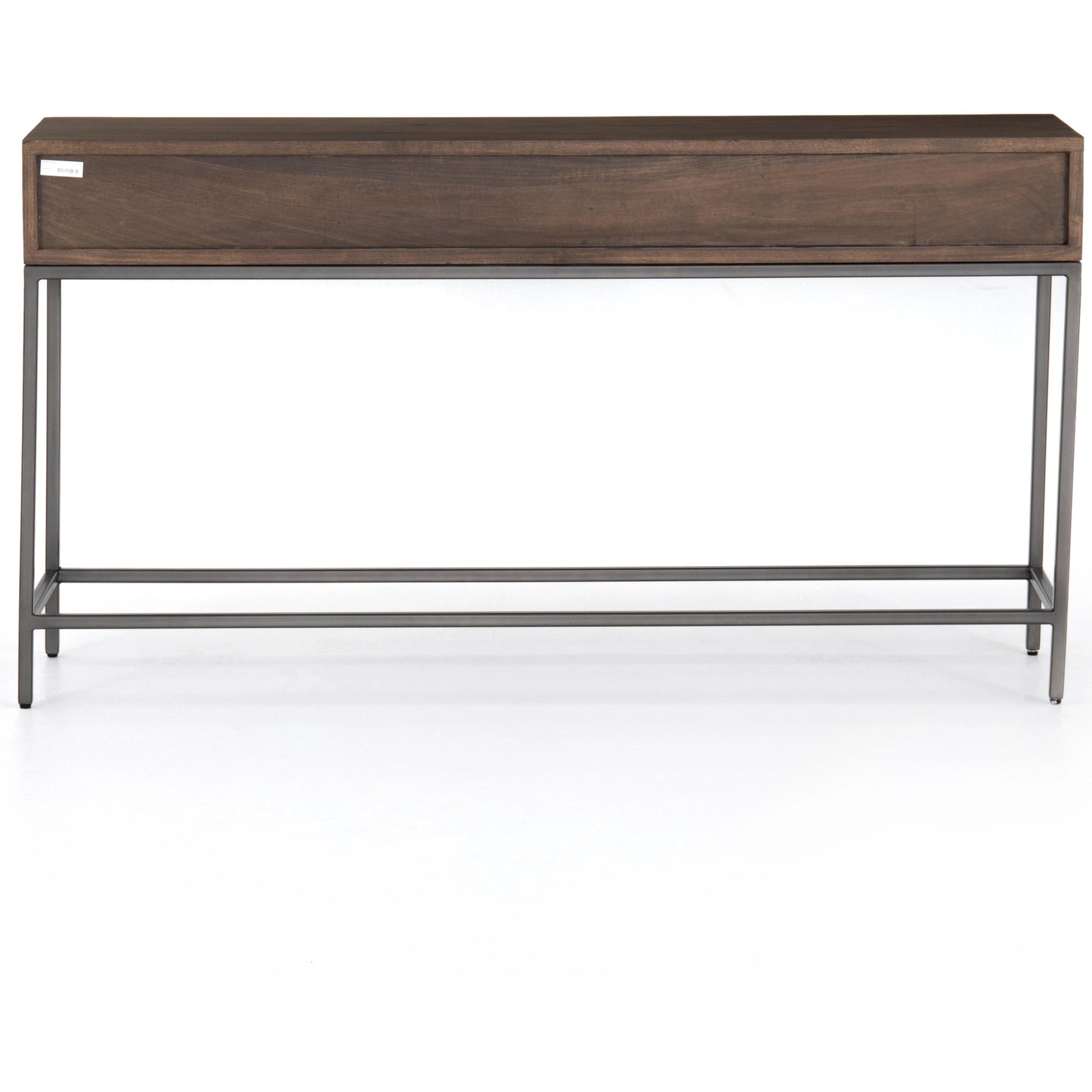 023 SI-1717027 | Additional Silo | Trey Console Table by Four Hands. Made from solid poplar, top grain leather, iron in a rustic style.