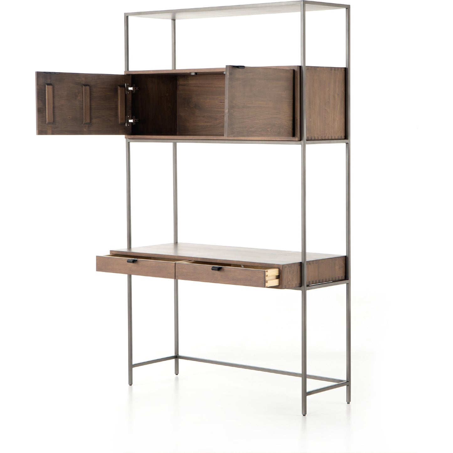 006 SI-1717041 | Additional Silo | Trey Modular Wall Desk by Four Hands. Made from solid poplar, top grain leather in a modern style.