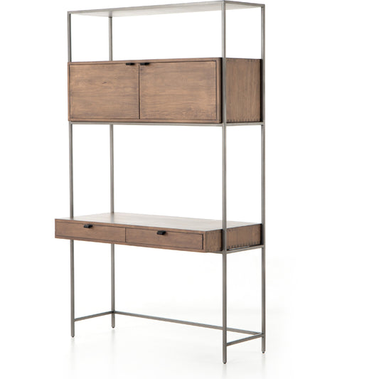 001 SI-1717041 | Additional Silo | Trey Modular Wall Desk by Four Hands. Made from solid poplar, top grain leather in a modern style.