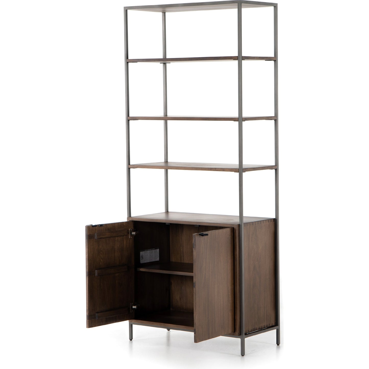 007 SI-1717047 | Additional Silo | Trey Modular Wide Bookcase by Four Hands. Made from solid poplar, top grain leather, iron in a modern style.