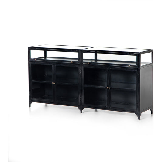 Shadow Box Sideboard by Four Hands in black. Made from iron in a modern style.