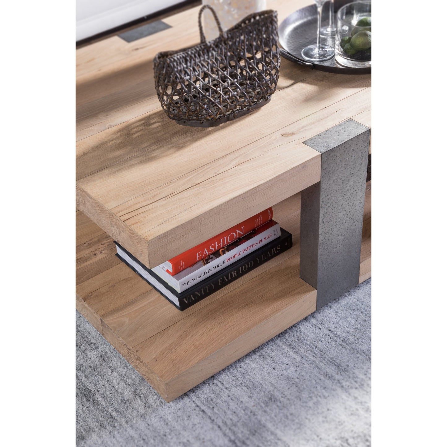 005 SI-1770640 | Lifestyle | Verite Cocktail Table by Artistica Home in natural, antiqued gun metal. Made from unique in a modern style.