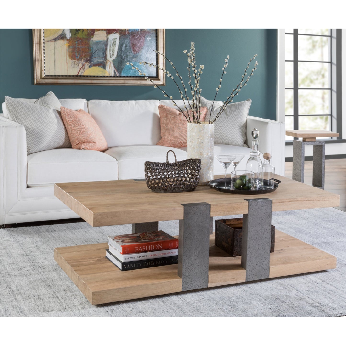 004 SI-1770640 | Lifestyle | Verite Cocktail Table by Artistica Home in natural, antiqued gun metal. Made from unique in a modern style.